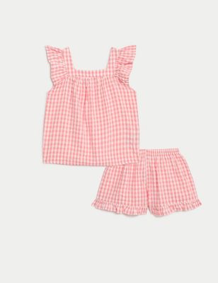 

Girls M&S Collection Pure Cotton Checked Pyjamas (6-16 Yrs) - Pink Mix, Pink Mix