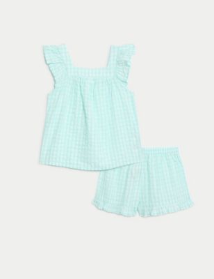

Girls M&S Collection Pure Cotton Checked Pyjamas (6-16 Yrs) - Blue Mix, Blue Mix