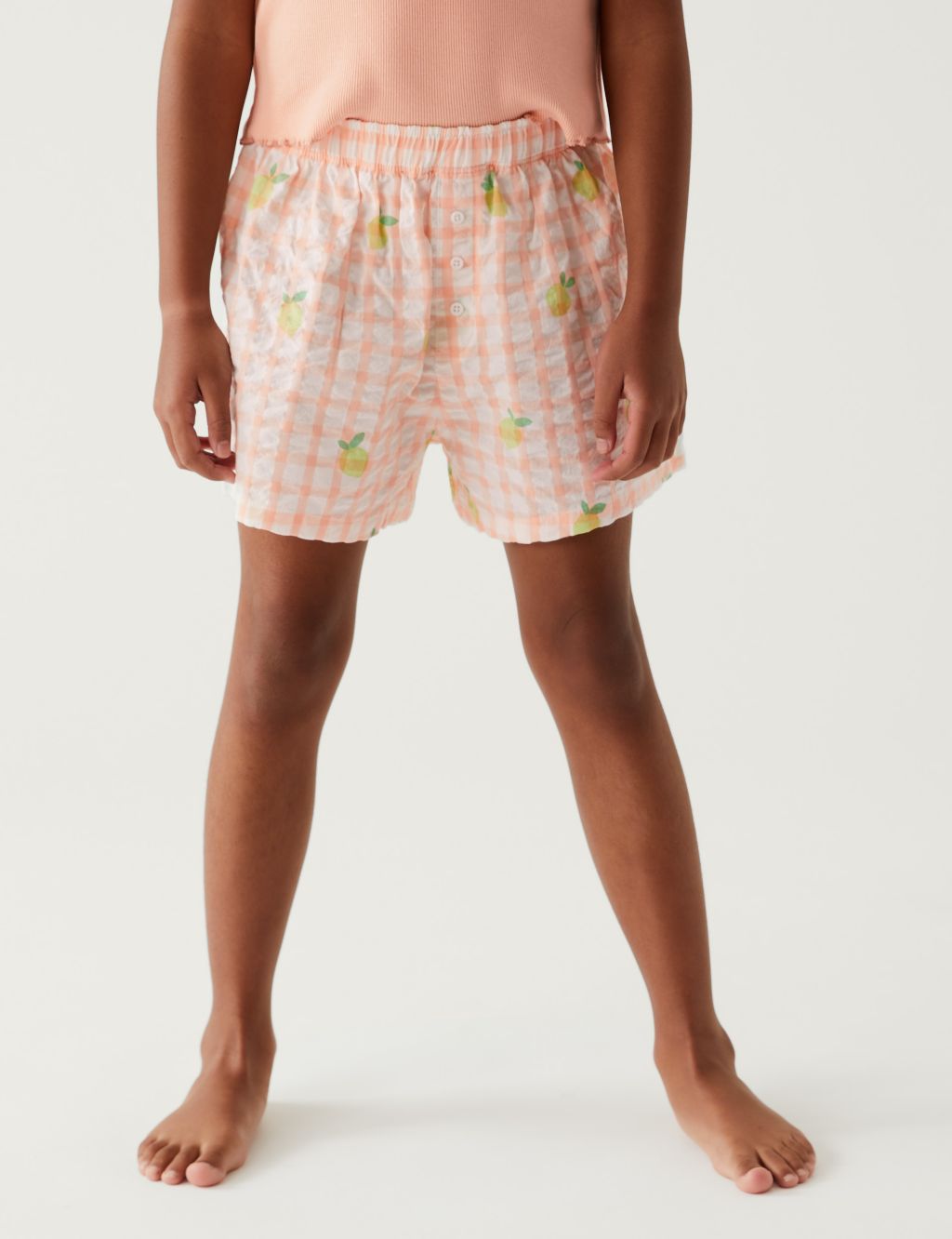 Cotton Rich Lemon Checked Short Pyjama Set (6-16 Yrs) image 3