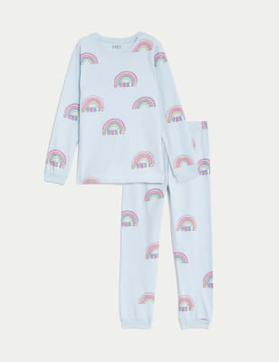 

M&S Collection Schlafanzug aus reiner Baumwolle mit Regenbogenmotiv (7-14 Jahre) - Blue Mix, Blue Mix