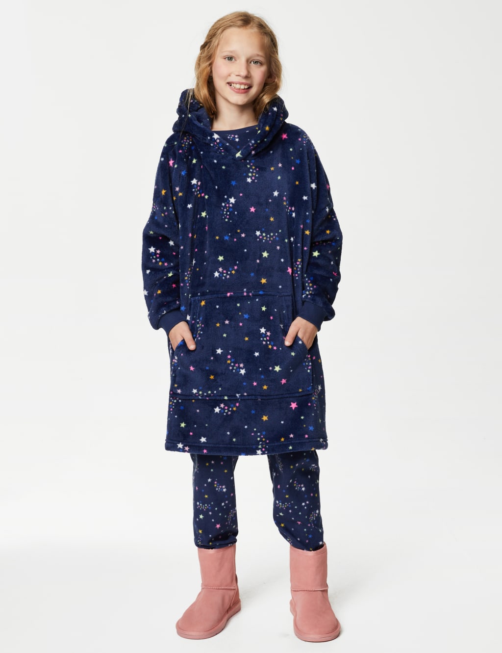 Fleece Stars Oversized Hoodie (3-16 Yrs) image 3