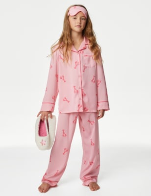 

M&S Collection Pijama de satén con estampado de langosta con antifaz (6-16 años) - Pink Mix, Pink Mix