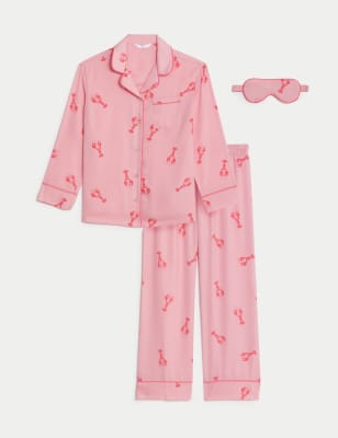 

Girls M&S Collection Satin Lobster Pyjamas with Eye Mask (6-16 Yrs) - Pink Mix, Pink Mix