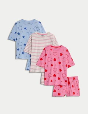 3pk Cotton Rich Patterned Pyjama Sets (6-16 Yrs) - AL