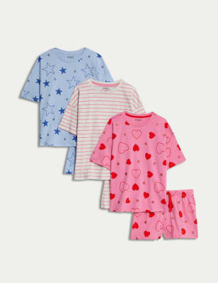 

M&S Collection 3er-Pack Schlafanzugsets mit hohem Baumwollanteil und Muster (6-16 J.) - Pink Mix, Pink Mix