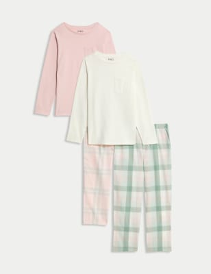 Lot de 2&nbsp;pyjamas en coton à carreaux (du 6 au 16&nbsp;ans) - BE