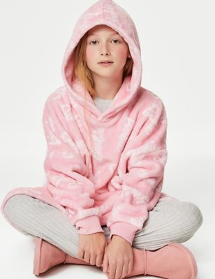 M&S Girls Barbie Oversized Hoodie (5-12 Yrs) - 9-10Y - Pink Mix, Pink Mix