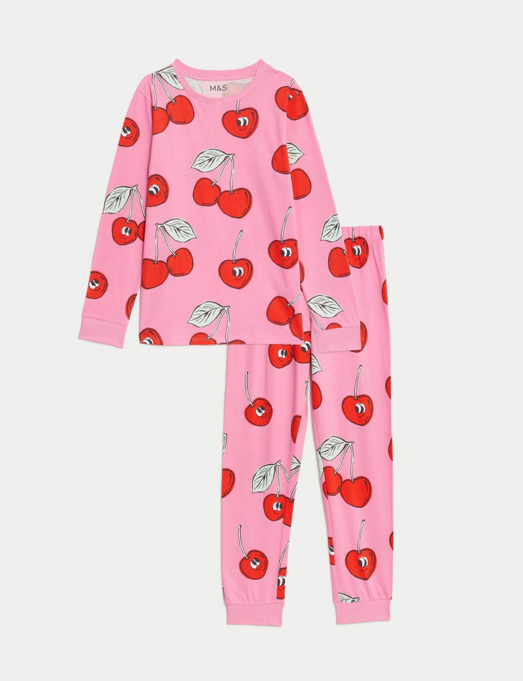 Pure Cotton Cherry Print Pyjamas (7-14 Yrs)