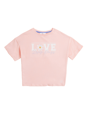 

M&S Collection Mix & Match - Schlafanzugoberteil aus reiner Baumwolle mit Schriftzug (6-16 J.) - Pink, Pink