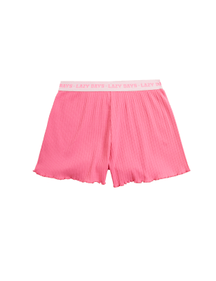 

M&S Collection Mix & Match - Pantalón corto de pijama de algodón con texto (6-16 años) - Pink, Pink