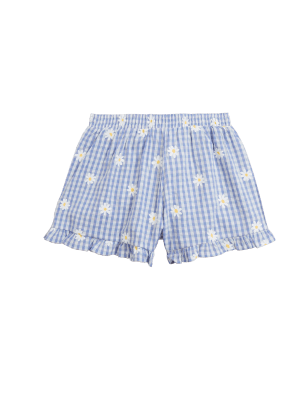 

Girls M&S Collection Mix & Match Cotton Rich Daisy Checked Pyjama Shorts (6-16 Yrs) - Blue Mix, Blue Mix