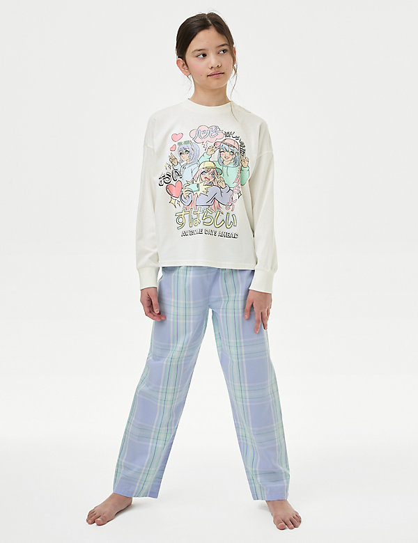 Pure Cotton Awesome Days Checked Pyjamas (6-16 Yrs) - LT