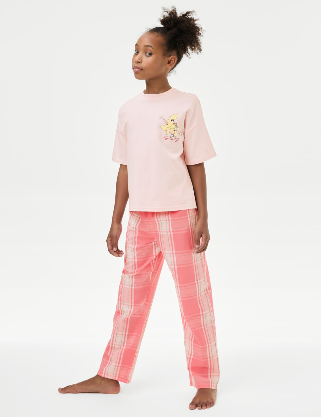 Pure Cotton Banana Graphic Checked Pyjamas (6-16 Yrs) image 1