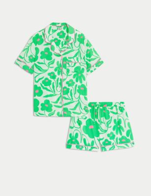 Σατέν πιτζάμες με φλοράλ print (6-16 ετών) - GR