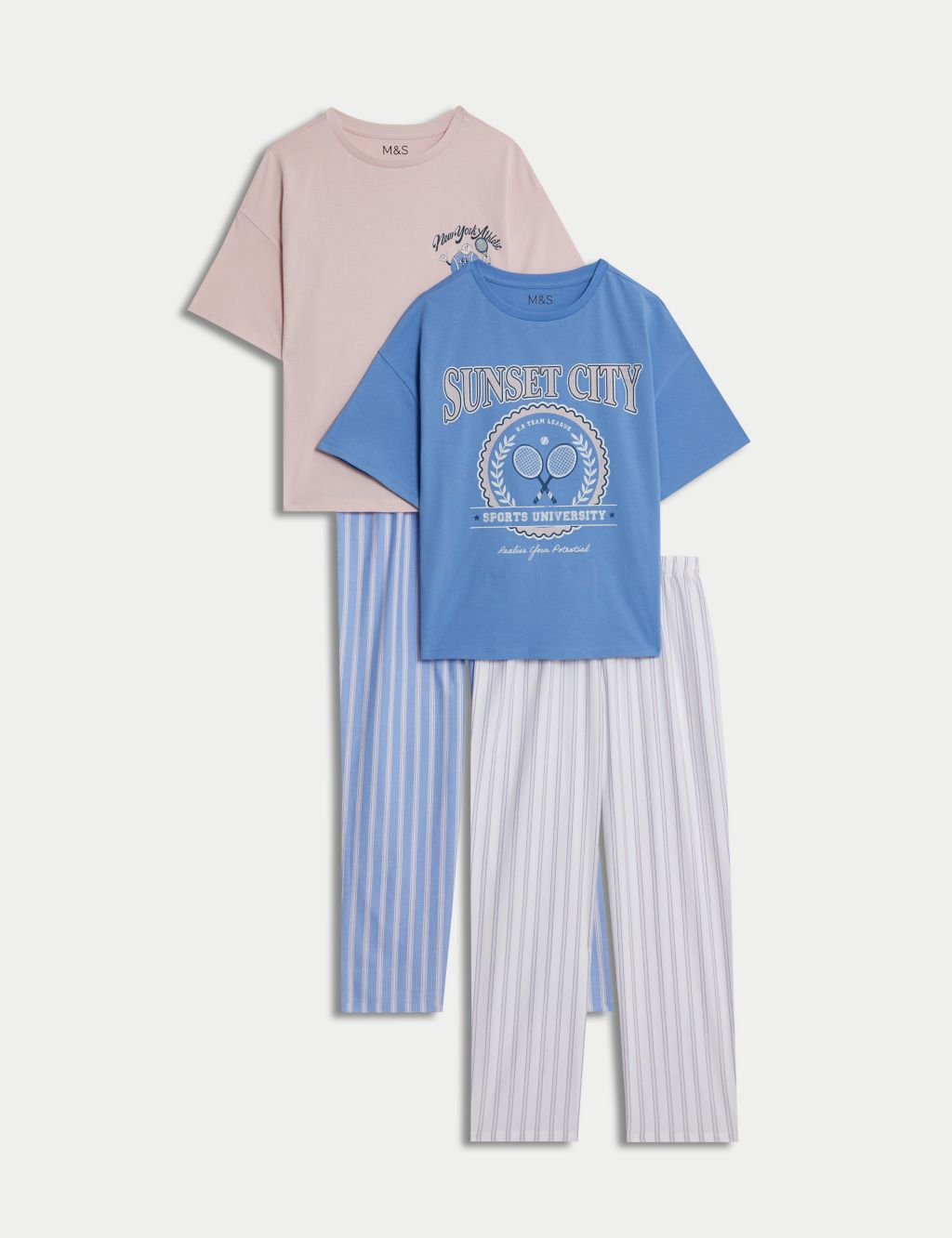 2pk Pure Cotton Striped Pyjama Sets (6-16 Yrs)