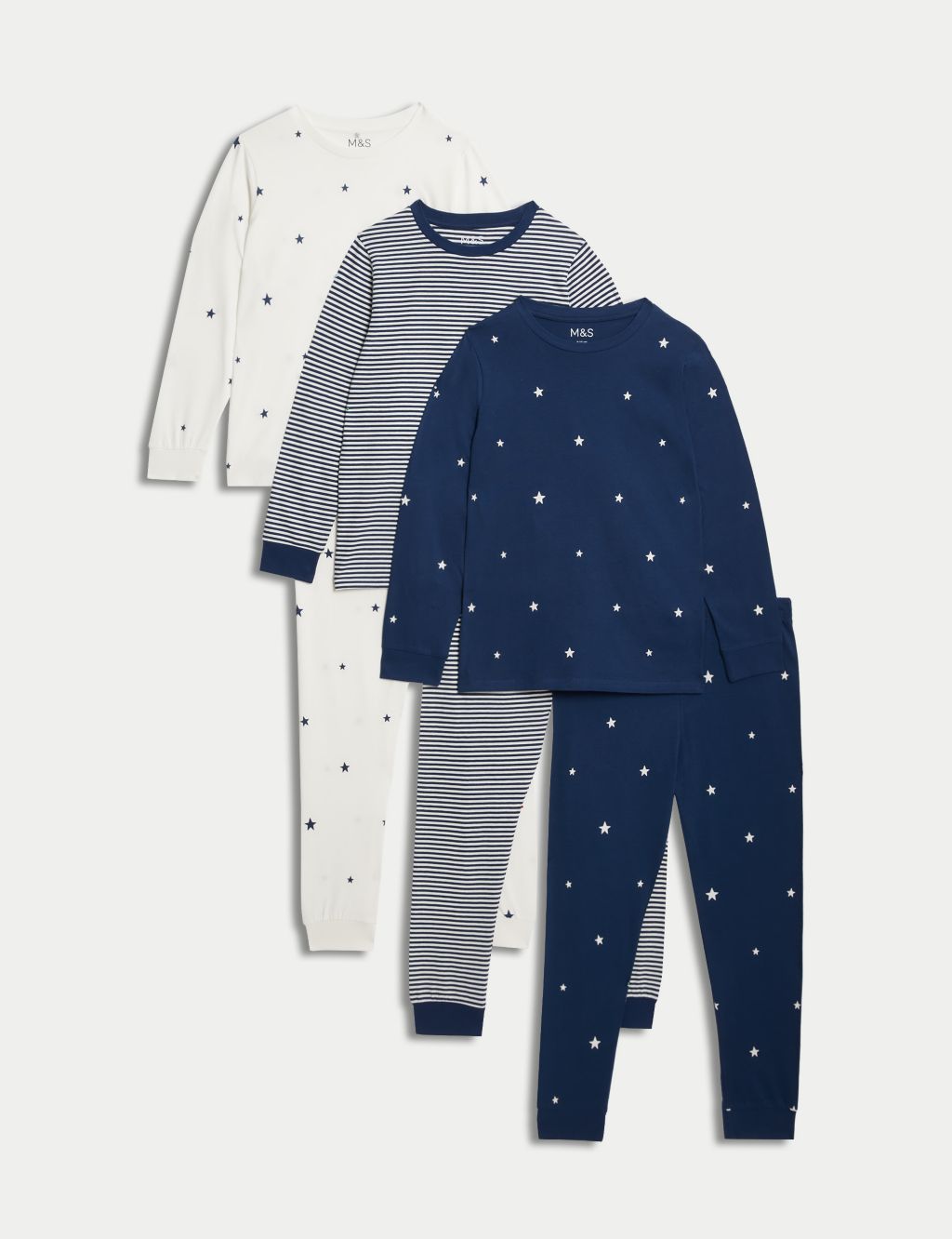 3pk Pure Cotton Star & Striped Pyjama Sets (1-16 Yrs)
