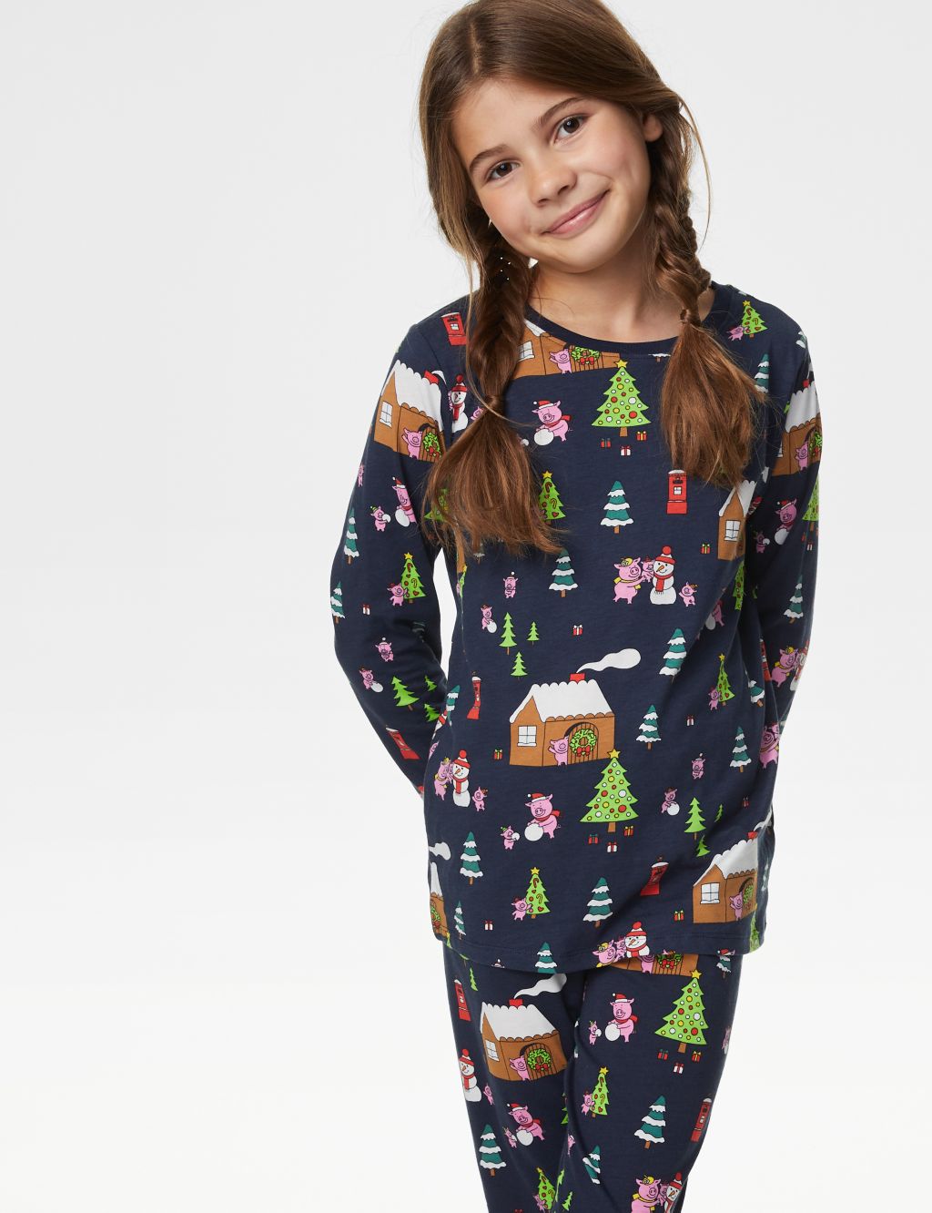 Pure Cotton Percy Pig™ Christmas Pyjamas (1-16 Yrs) image 1