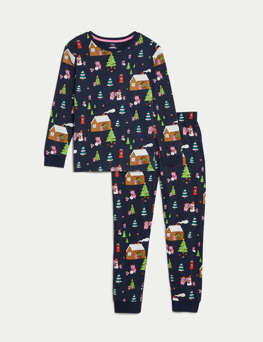 Pure Cotton Percy Pig™ Christmas Pyjamas (1-16 Yrs) image 2
