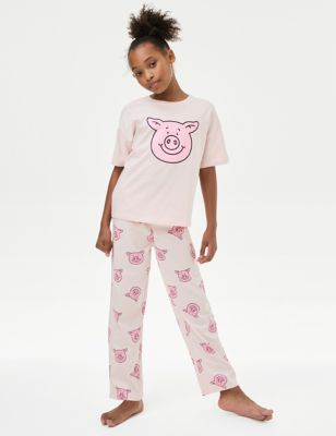 Girls Percy Pig Pyjamas (2-16 Yrs) - 7-8 Y - Pink, Pink