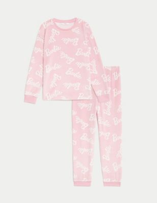 M&S Girls Barbie Velour Pyjamas (5-12 Yrs) - 7-8 Y - Pink Mix, Pink Mix