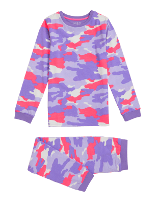 

M&S Collection Schlafanzug mit hohem Baumwollanteil mit Camouflagemuster (7-16 J.) - Purple Mix, Purple Mix