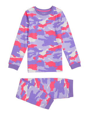 

Girls M&S Collection Cotton Rich Camouflage Pyjamas (7-16 Yrs) - Purple Mix, Purple Mix