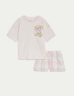 M&S Girls 2pc Daisy Duck Pyjamas (6-16 Yrs) - 6-7 Y - Pink Mix, Pink Mix