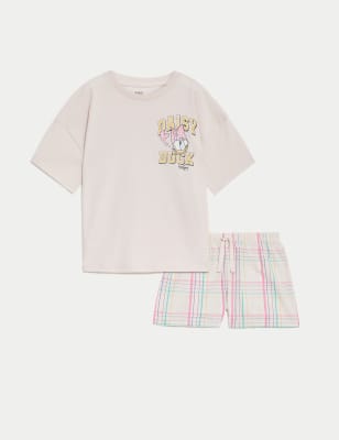 M&S Girls 2pc Daisy Duck Pyjamas (6-16 Yrs) - 6-7 Y - Pink Mix, Pink Mix