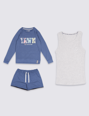 3 Piece Pyjamas with Vest (3-16 Years)