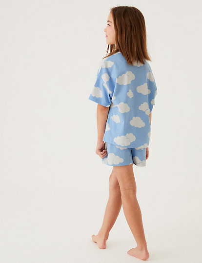 2pk Pure Cotton Cloud Short Pyjama Sets (6-16 Yrs)