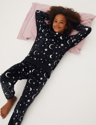 

M&S Collection Pijama de velvetón con diseño de estrellas (6-16 años) - Black Mix, Black Mix