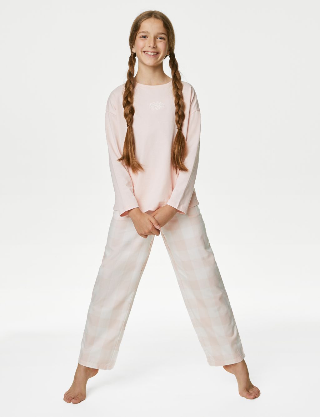 2pk Pure Cotton Check Pyjamas (6-16 Yrs) image 2
