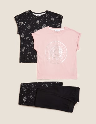 

M&S Collection 2er-Pack Schlafanzugsets aus reiner Baumwolle mit Astrologiemotiv (6-16 Jahre) - Black Mix, Black Mix