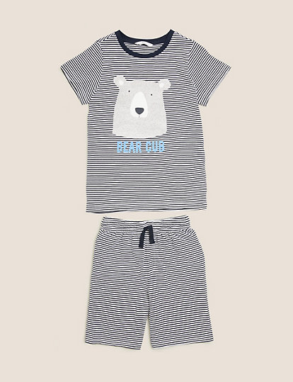 Kids Short Pyjamas Set Cotton Skate Board Bear Cub Ex M&S NEW Age 1-16 RRP £16