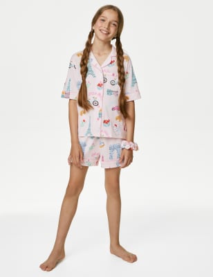 

M&S Collection Schlafanzug aus Baumwollmischgewebe „Paris“ mit Haargummi (6-16 J.) - Ivory Mix, Ivory Mix