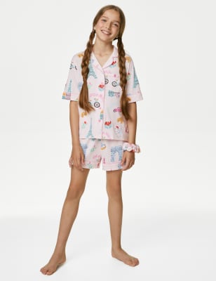 

Girls M&S Collection Cotton Blend Paris Pyjamas with Scrunchie (2-16 Yrs) - Ivory Mix, Ivory Mix