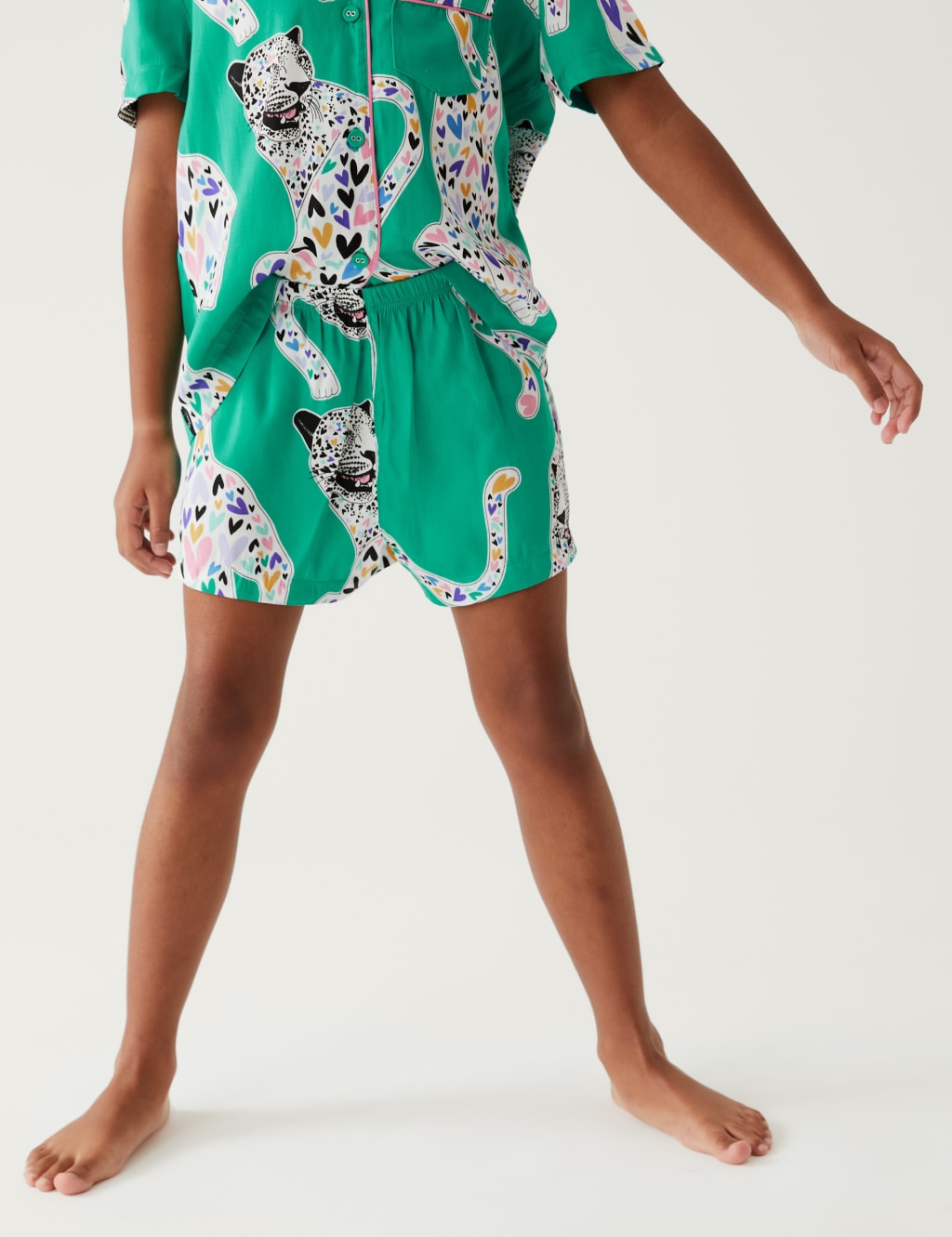 Leopard Satin Short Pyjama Set (6-16 Yrs) image 3