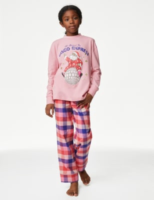 Christmas Santa Checked Pyjamas (6-16 Yrs)