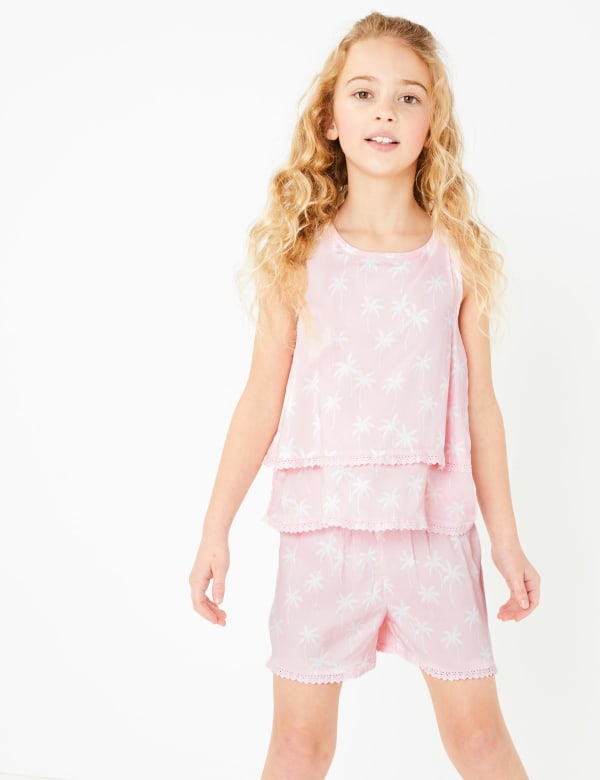 2 Piece Palm Print Short Pyjama Set (6-16 Yrs)