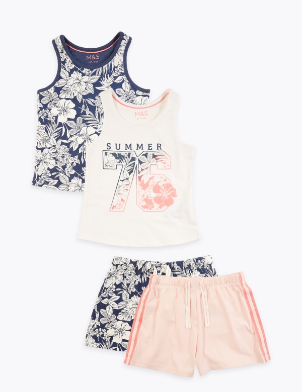 2 Pack Floral Short Pyjama Sets (6-16 Yrs)
