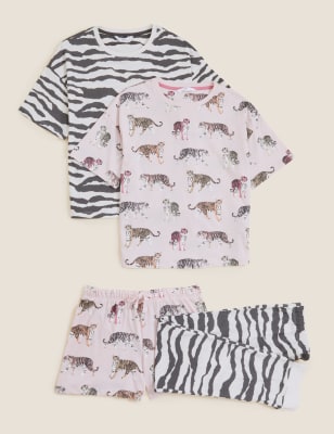 

M&S Collection Pack de 2 pijamas 100% algodón con estampado de animales (6-16 años) - Pink Mix, Pink Mix