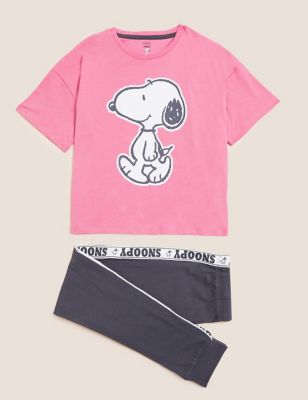 M&S Girls Snoopy  Pure Cotton Pyjamas (2-16 Yrs)