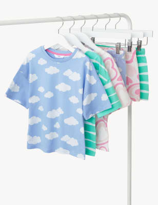 

M&S Collection Pack de 3 pijamas cortos estampados 100% algodón (6-16 años) - Multi, Multi