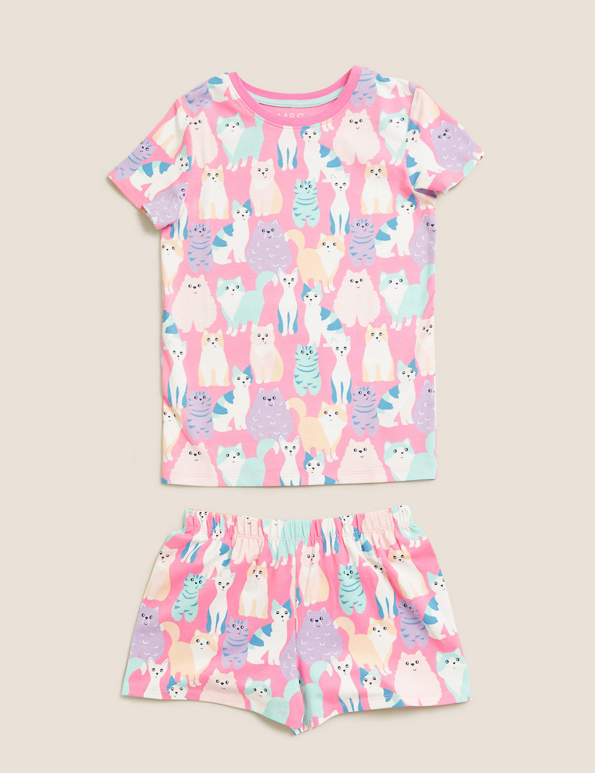 Cotton Cat Print Short Pyjama Set