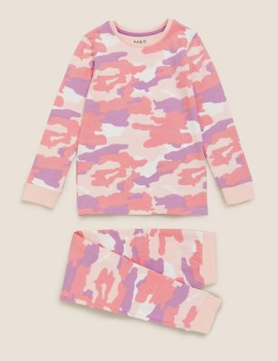 M&S Girls Cotton Rich Camouflage Pyjama Set (7-16 Yrs)
