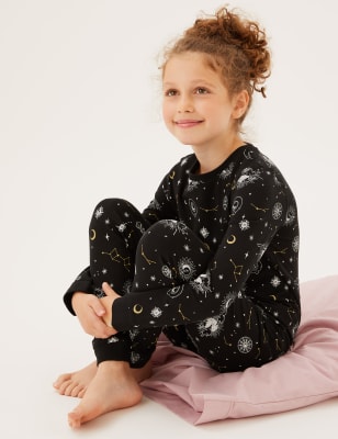 

M&S Collection Pijama de algodón con estampado de constelaciones (7-16 años) - Black Mix, Black Mix