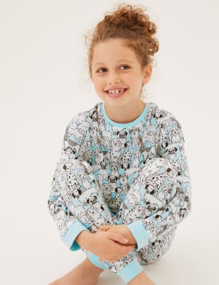 

M&S Collection Schlafanzug mit hohem Baumwollanteil und Hundemuster (7-16 J.) - Blue Mix, Blue Mix