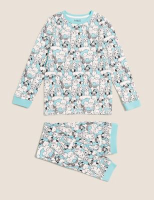 M&S Girls Cotton Rich Dog Print Pyjamas (7-16 Yrs)