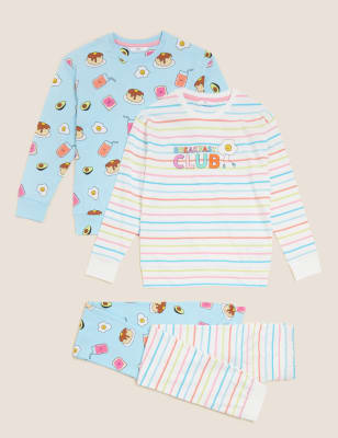 

M&S Collection 2er-Pack Schlafanzugsets aus reiner Baumwolle „Breakfast“ (6-16 Jahre) - Multi, Multi
