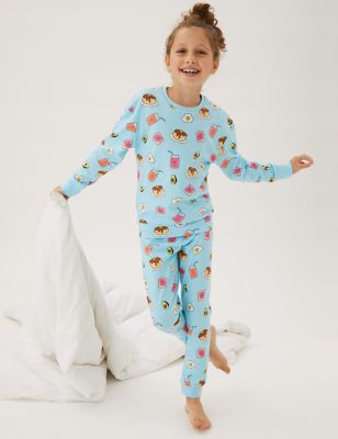 M&S Girls 2pk Pure Cotton Breakfast Pyjama Sets (6-16 Yrs)